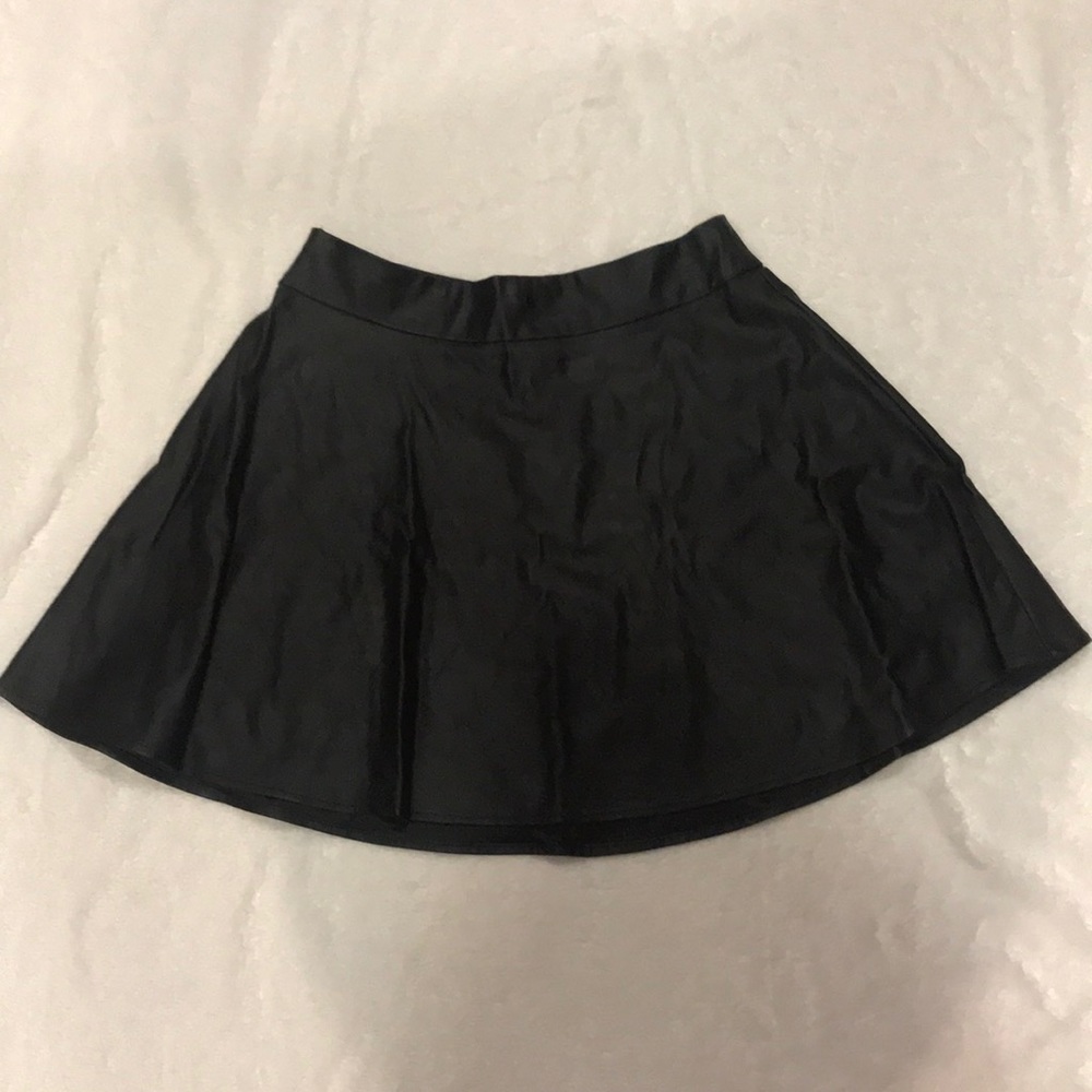 Black Pleather Skater Skirt